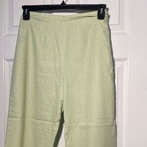 Light spring, green linen pants.